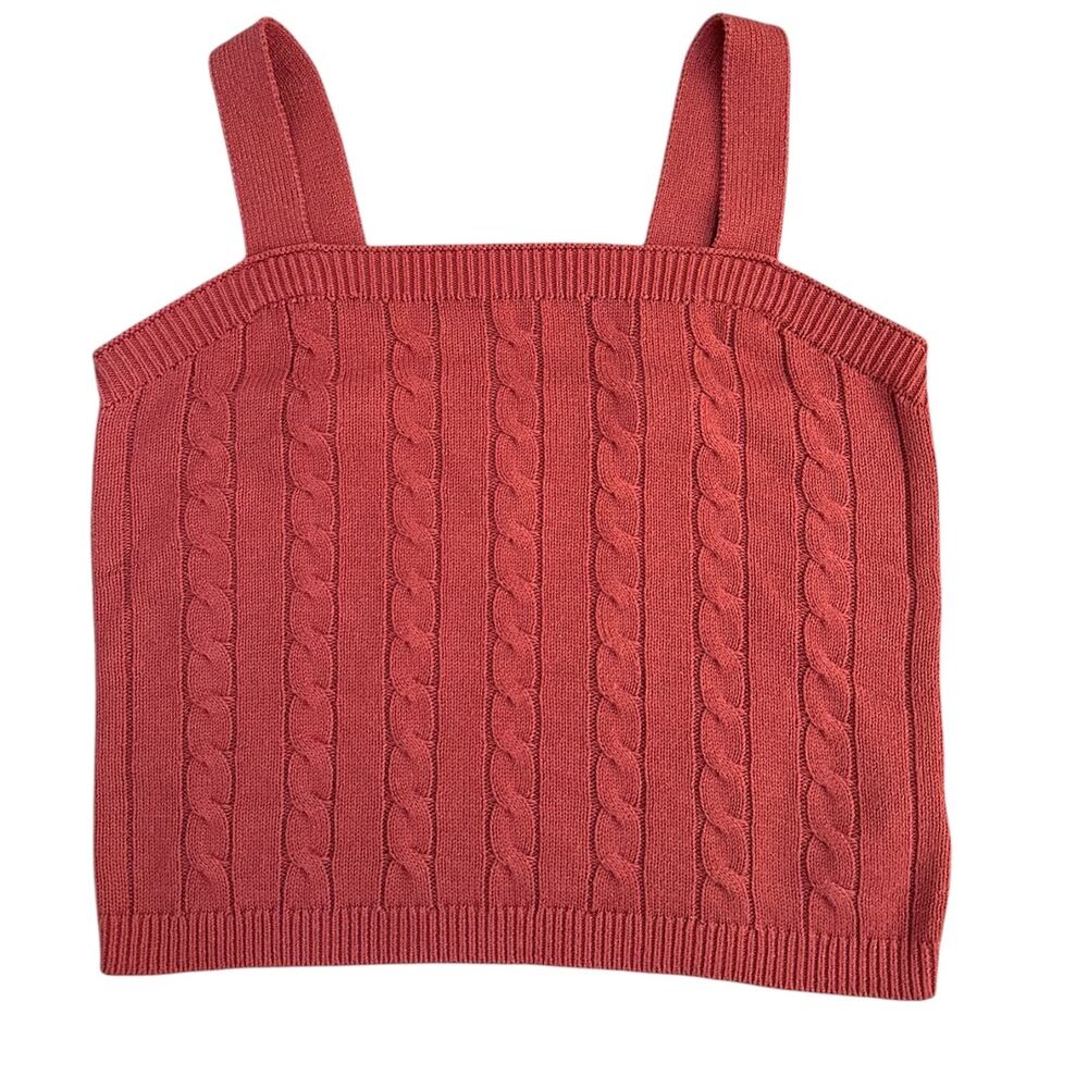 Joie Knit Sweater Tank Top Women’s Small Rust Cable Knit Square Neck